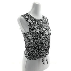 Self Esteem Black & White Sleeveless Tie Front Top - Junior's Size Medium - Chic